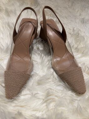 Zaba Pointed Slingback see thru/clear Heels Tan with Clear Panels size 41